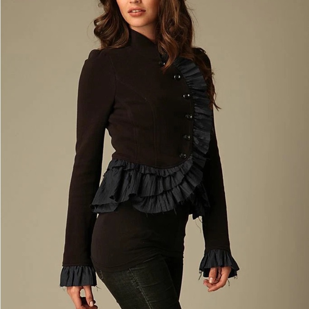 Free People Military Ruffles Ruffle Jacket